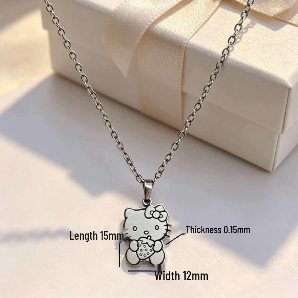 Personalized Cute Cat Necklace: Creative Titanium Steel, Fresh and Simple Clavicle Chain for Women, Versatile College Style