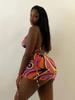 2023 Women's European and American Printed Three-Piece Lace-Up Bikini Swimsuit