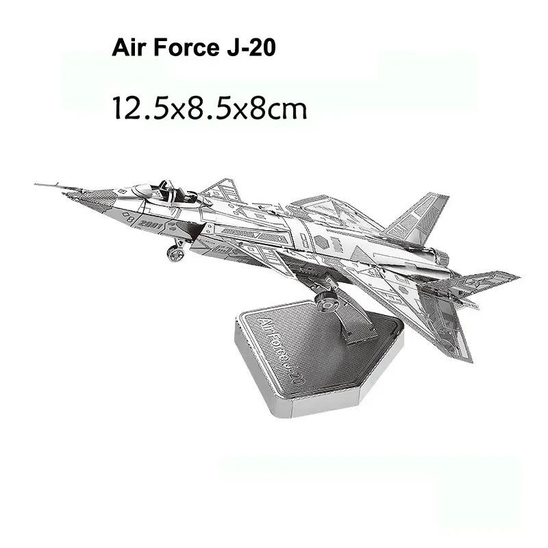 3D Metal Puzzles Diy Manual Military Air Force J-20 J-15 J-10B Su-34 Ka-50 Rescue Helicopter Assemble Model Jigsaw Puzzles Toys