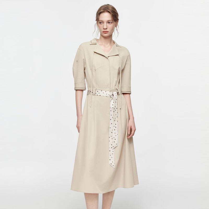ELLE Women s Khaki Cotton Shirt Dress M