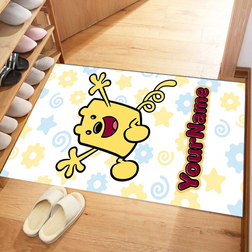 Wow! Wow! Wubbzy Personalized Name Floor Mat Design for Foyer Living Rooms Bedrooms Balcony Anti-slip Rug Decorate Offices