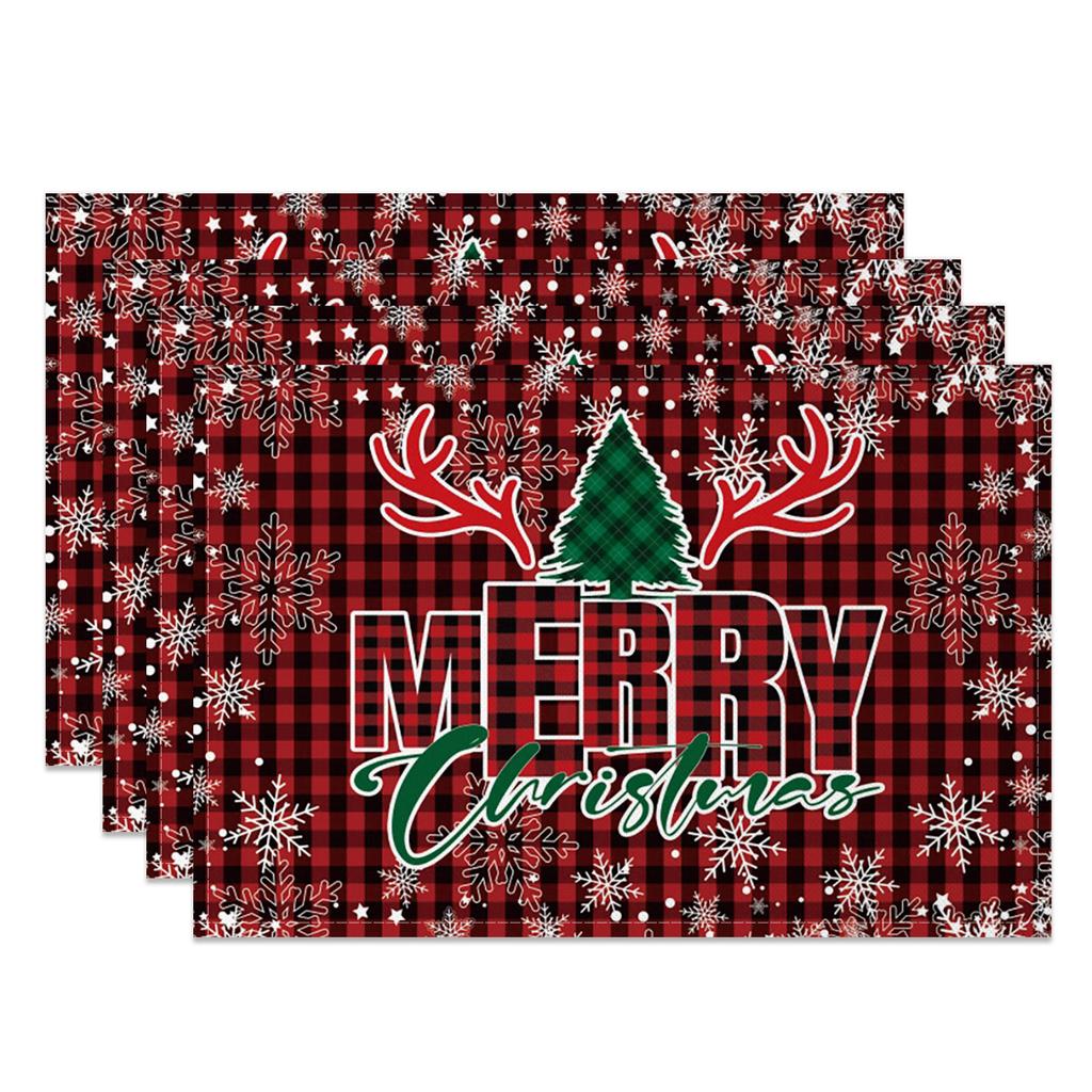 Christmas Table mat dining table Xmas Tree Snowman Santa Gingerbread House Linen Fabric Merry Christmas Holiday Table Decoration