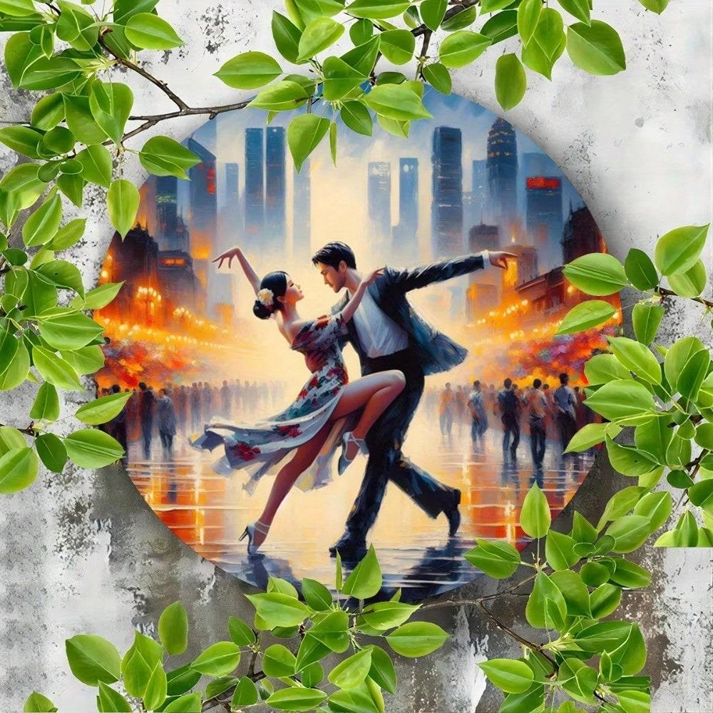 Tango Metal Art Sign Vintage Wall Decor 7.8 Inch Circular 2D High Resolution Painting for Home Bar Cafe Shop Dorm