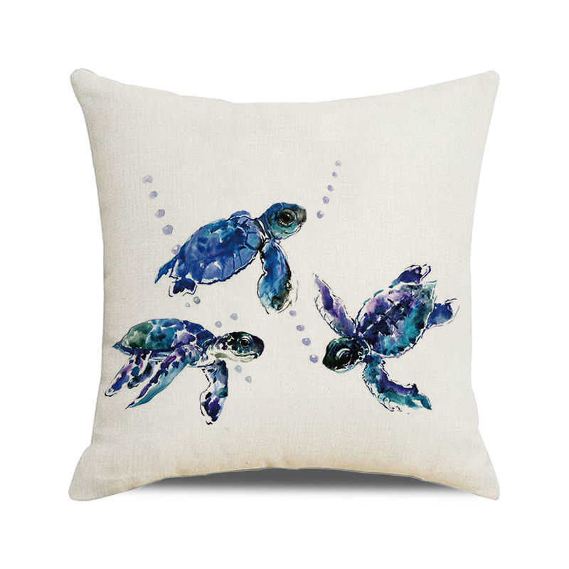 Home Decor Colorful Sea Turtle Watercolor Pillow Covers Pattern Cushion Cover Suitable for Sofa Bedroom Car Pillow Cover
