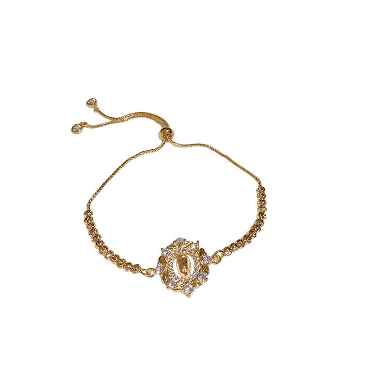 Geometrischer Zirkon Runder Anhänger Vintage Verstellbares Armband Für Frauen Geschenkideen