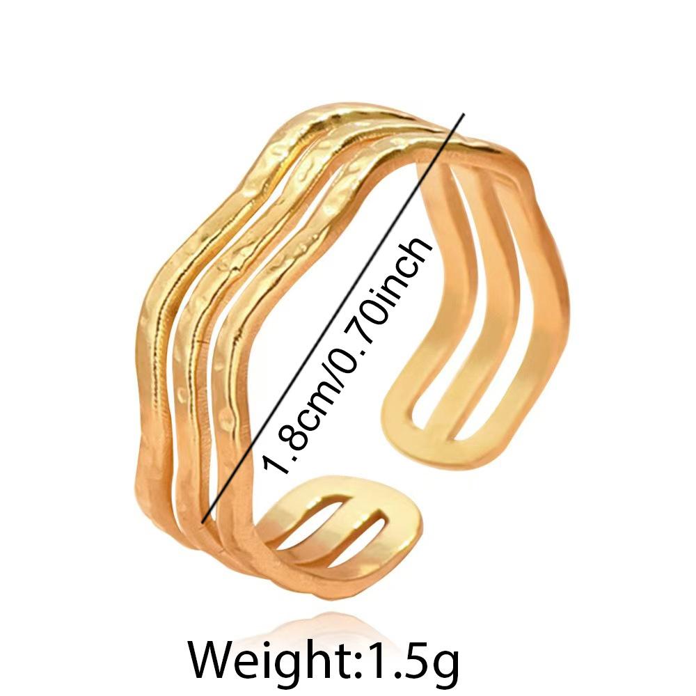 

Three-layer Lines Geometric Ring Women Stainless Steel Gold Color Adjustable Open Rings Minimalist Fashion Zircon Wholesale Open