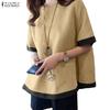 Women Casual Round Neck Loose Half Sleeve Blouse