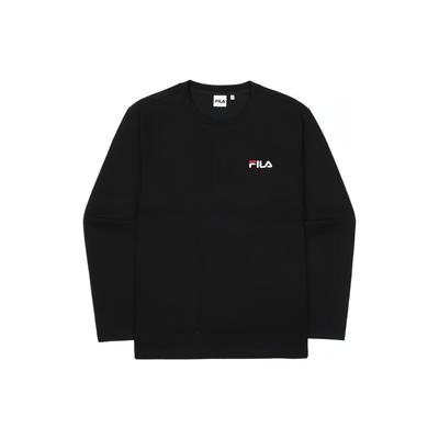 Solid Color Crew Neck Pullover Long Sleeve T-Shirt Men Tops Black FS2RLF1101X-BLK