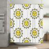 Sunshine Pattern Shower Curtain Waterproof Decor Bathroom Decorative Bath Mat Tote Bag for Kids Room Decoration Yellow White Pri