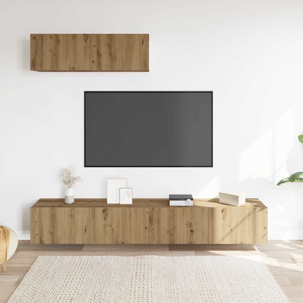 Vidaxl Wiszące Szafki Telewizyjne, 3 Szt., Dąb Artisan, 100X30X30 Cm