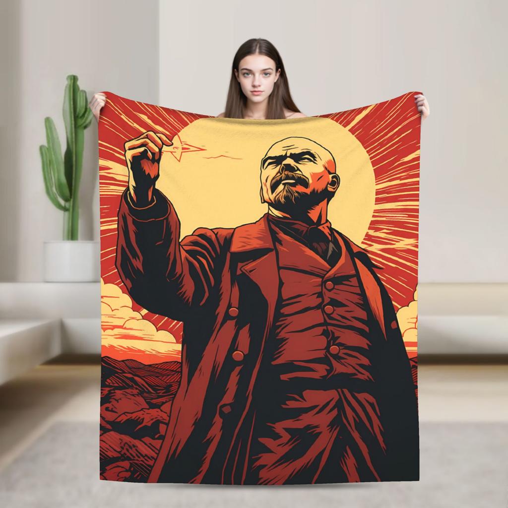 Super Warm Blankets Camping Karl Marx Engels and Lenin Throw Blanket  Flannel Bedspread For Couch Bed Graphic Sofa Bed Cover
