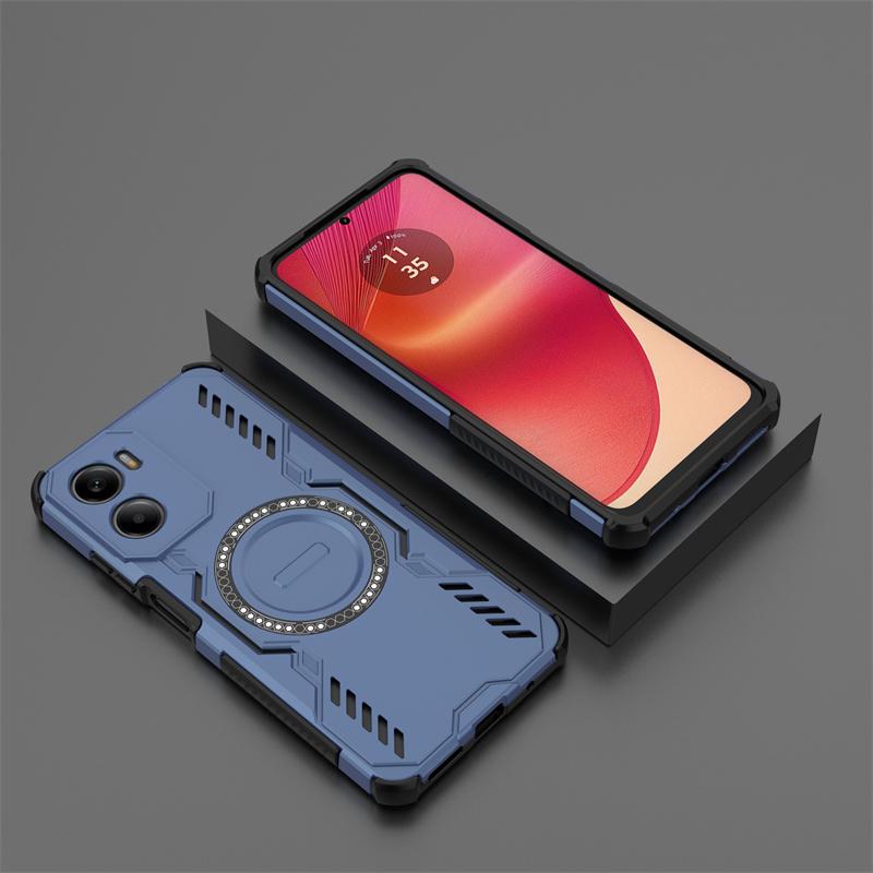 Für Motorola Moto E15 Hülle Für Moto E15 Stoßfest Magnetische Adsorption Kabelloses Laden Rückseite Für Moto E15 Hülle 6,67 Zoll