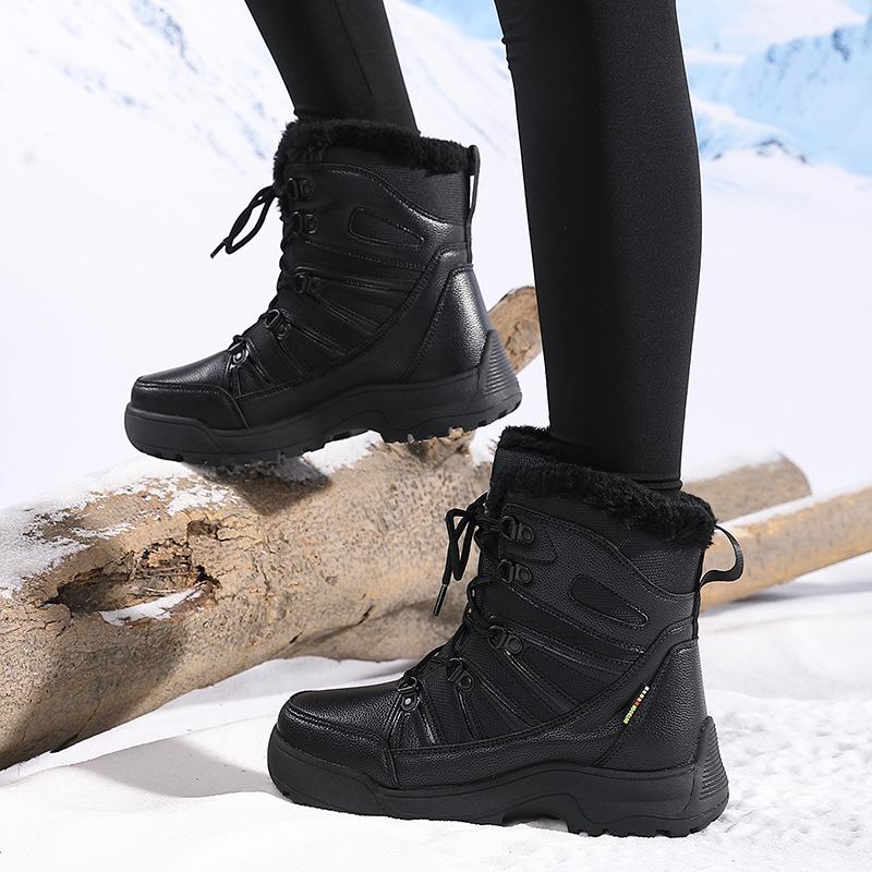 Winter Snow Boots Plush Warm Cotton Shoes Wear-resistant Windproof Sports Outdoor High-top Lace-up Boots Large Size