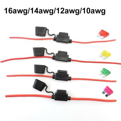 Wasserdichter Mini-, Klein- und Mittel-Auto-Sicherungshalter 16/14/12/10AWG Auto-Flachsicherungsdrahtkabel 10A 20A 30A 50A Sicherung Steckdose