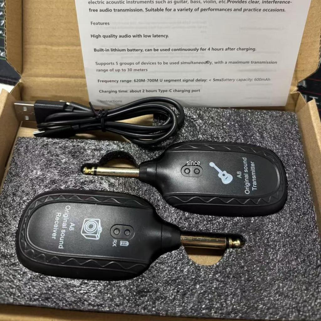 A8 Wireless Electric Guitar & Bass Audio Transceiver: Portable Transmitter & Receiver for Musical Instruments.