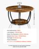 Coffee Table, Modern Round Coffee Table, 2 Tiers Wooden Circle Center Desk with Open Storage, Minimalist Sturdy Metal Frame Accent End Desk for Living