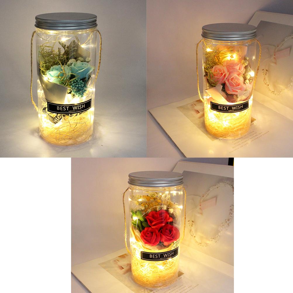 Romantic Eternal Rose Never Withered Rose Night Light Ing Bottle Preserved Flowers Soap Rose