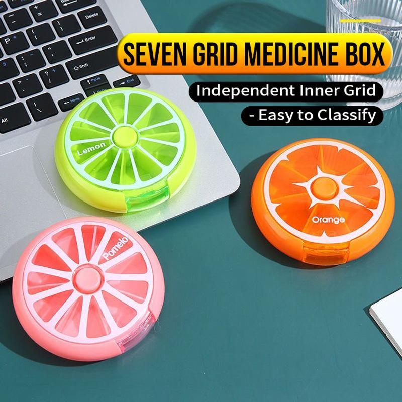 1pc Seven Grid Round Box Sealed Medicine Packaging Box, One Week Medicine Storage Box, Carry Small Medicine Box