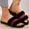 Fashion Winter Bling Cotton Slipper for Women Mix Color Faux Fur Plush Slippers Woman Slip On Non Slip House Flats Furry Slides Mujer