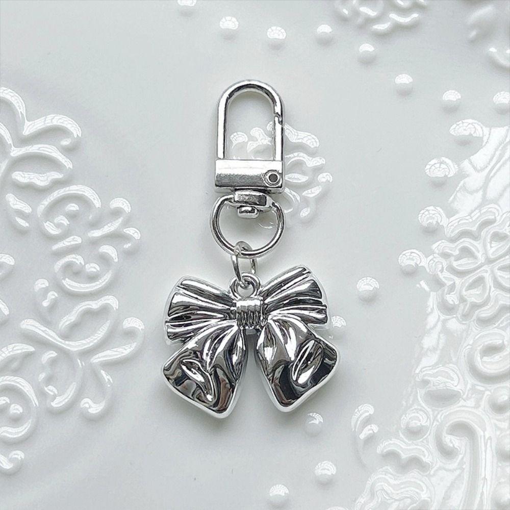 

Small Gift Pearl Bowknot Keychain Hanging Ornament Bag Pendant Backpack Key Ring Women Girls Silvery