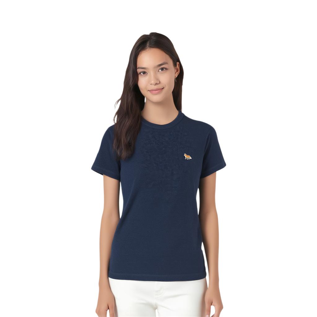 Maison Kitsune Ss22 Round Neck Pullover Short Sleeve T-Shirt Women t-shirts Navy IW00146KJ0012-H481