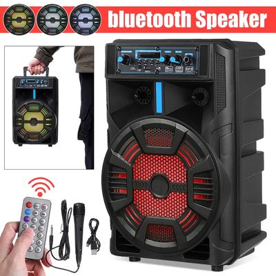 1500mAH 8inches Outdoor Portable Trolley Wireless Bluetooth Speaker High Power Subwoofer Square Dance KTV with AUX USB FM Functio