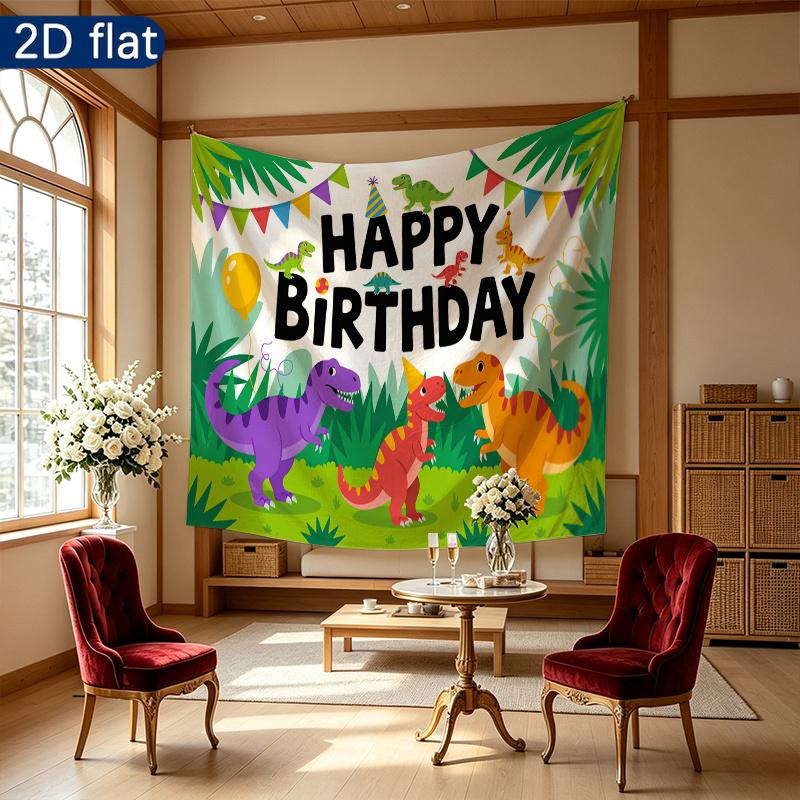 Birthday Roses Balloons Gifts Celebration Banner, Polyester Backdrop for Home Decor & Party Supplies