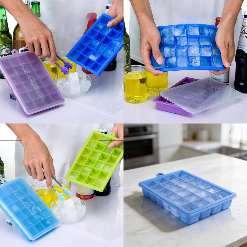 Food Grade Silicone Ice Mold With 24 Compartments For Frozen Snacks And Baby Food Preparation