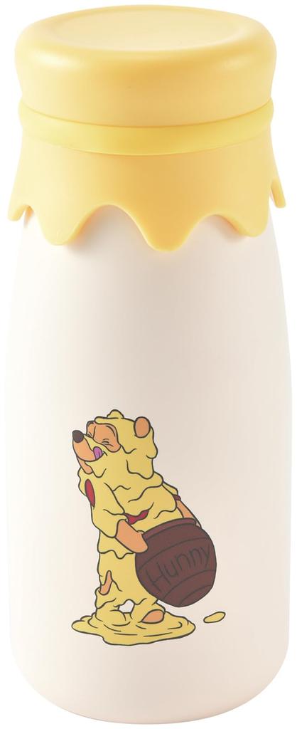 Yaxel Disney Milk Bottle Style Stainless Steel Bottle Winnie the Pooh Ivory 320ml (Funny Faces)