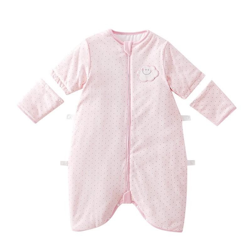 Infant Sleep Sack With Leg Separation 600g Warmth Cotton Detachable Sleeves Anti-Kick Design Toddlers 1-3 Years