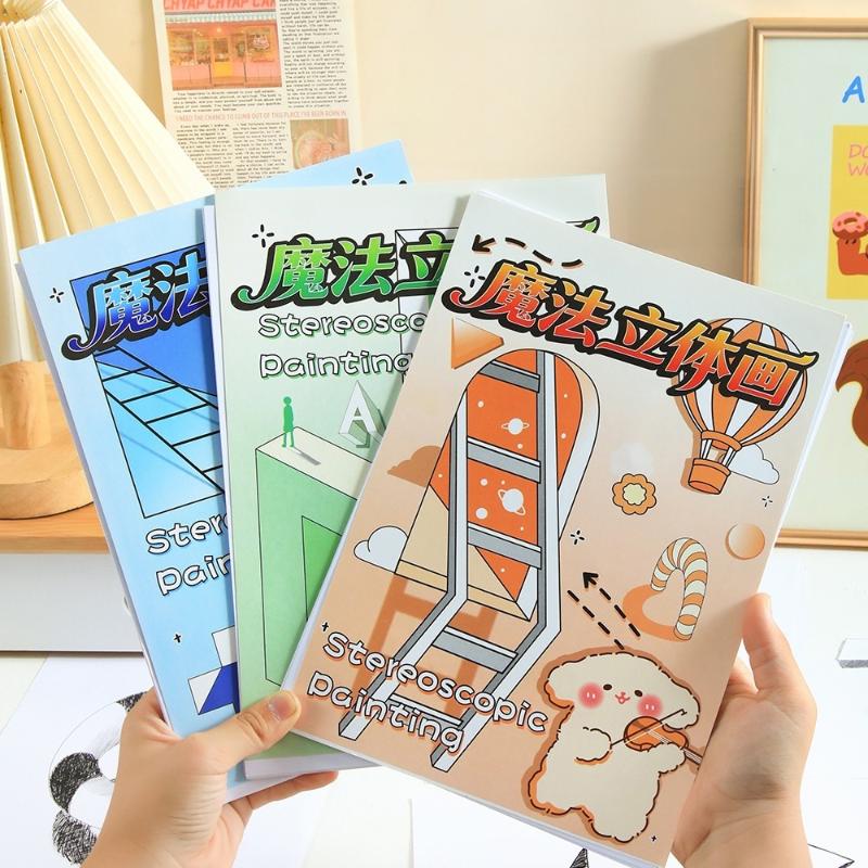 Magic 3D Stereo Art Sketch Pad 1/3Pcs Fun Educational Doodle Sketchbook for Kids Interactive Parent-Child Art Activity Time