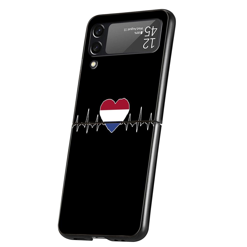 Vlajka britského srdečního tepu Čína Láska Linka Pouzdro na telefon pro Samsung Galaxy Z Flip 3 4 5 Černé skládací mobilní pouzdro Tvrdý PC Ochranný kryt