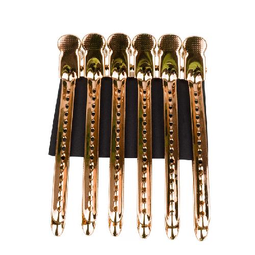 Metallfarbene Stahlklemme Edelstahl-Entenschnabelklemme Ein-Wort-Klemme Handdruck Wellblechklemme Friseursalon Styling Trennwand Positionierungsklemme