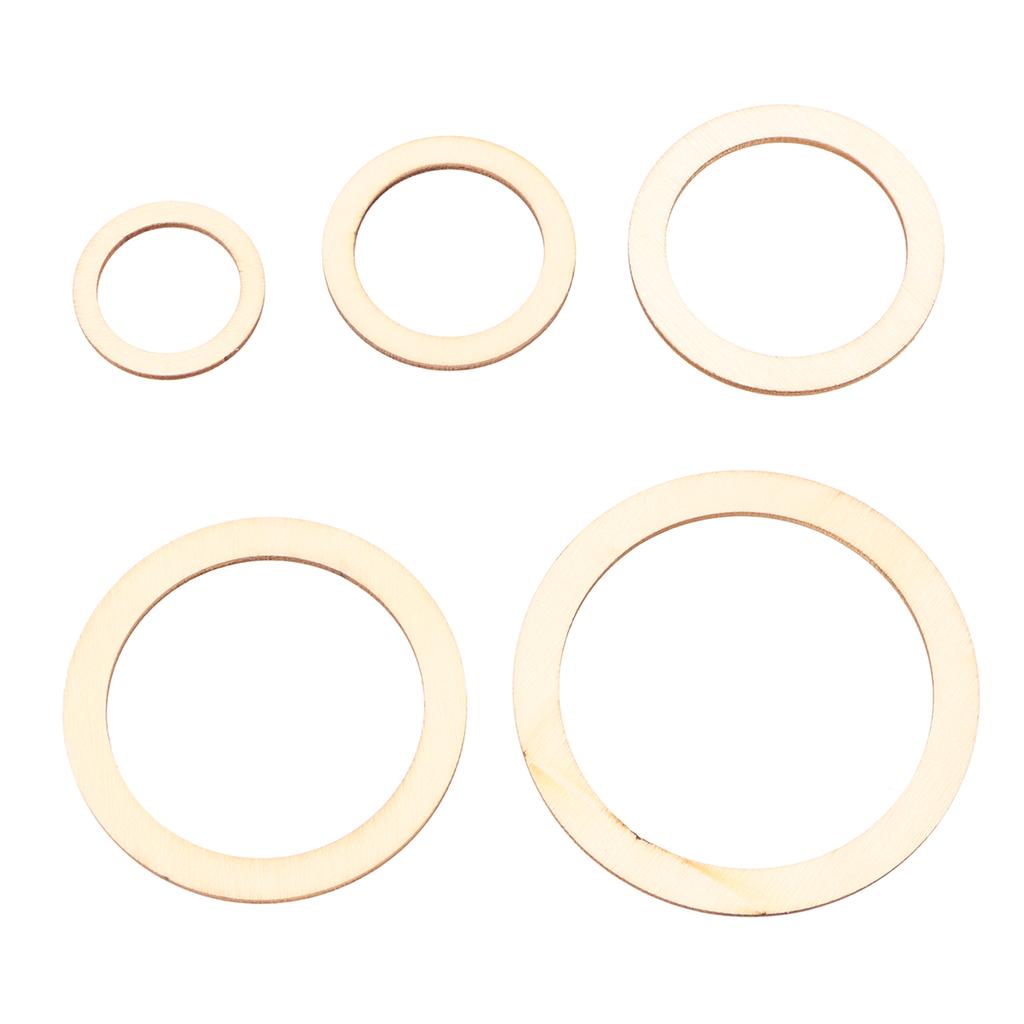 205Pcs Unfinished Wood Rings 5 Sizes Light Sturdy Smoothing Simple Wooden Wreath Rings for Craft DIY Decoration