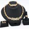 2026 Dubai Conjunto de Joias Coração 24K Totalmente Cravejado com Diamantes Colar de Casamento Africano Anel Brincos Pulseira Conjunto de Quatro Peças
