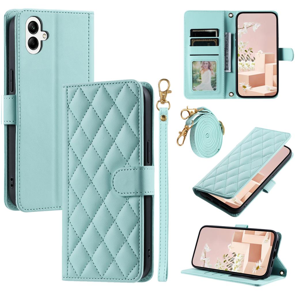 For Samsung Galaxy A06 4G Wallet Case Rhombus Grid PU Leather Phone Cover