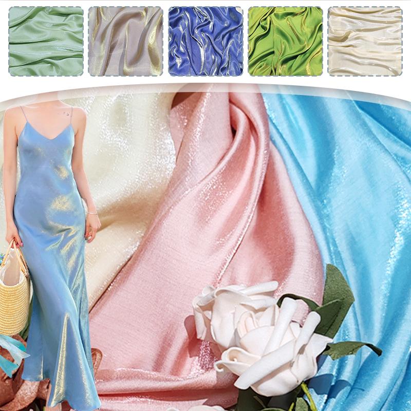 1M Glossy Silk Gradient Fabric Polyester Holographic Gradient Shiny Fabric For Diy Sewing Hanfu Dress Tablecloth Background