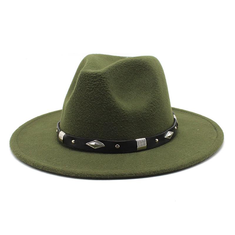 Rivet Accessories Top Hat Men'S And Women'S Wool Hat British Retro Outdoor Big Edge Flat-Brimmed Jazz Hat