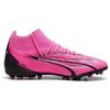 Puma Ultra Pro Round Toe Comfortable MG (Rubber Short Studs) Mid-Top Soccer Shoes Men Soccer Shoes Pink Black White 107752-01
