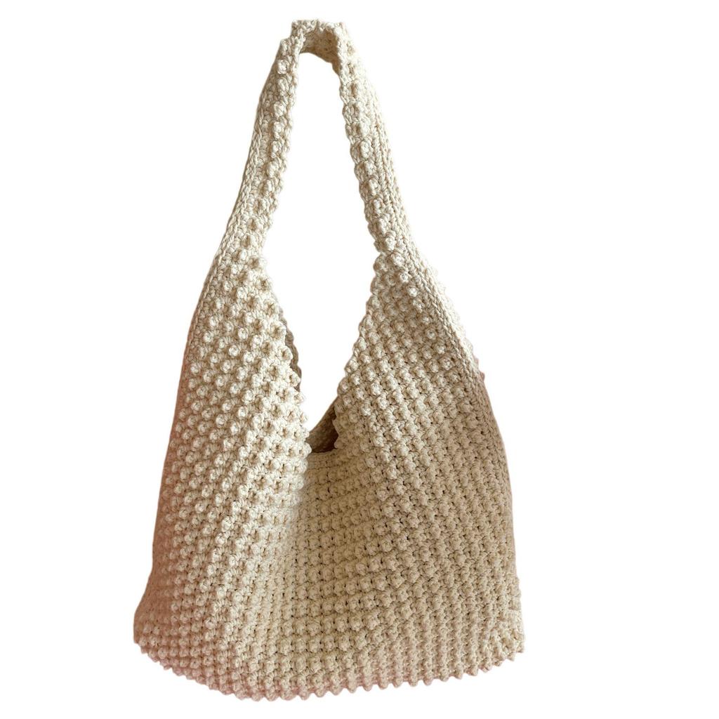 Korean Style Cotton Underarm Bag - Customizable Logo, White, In Stock