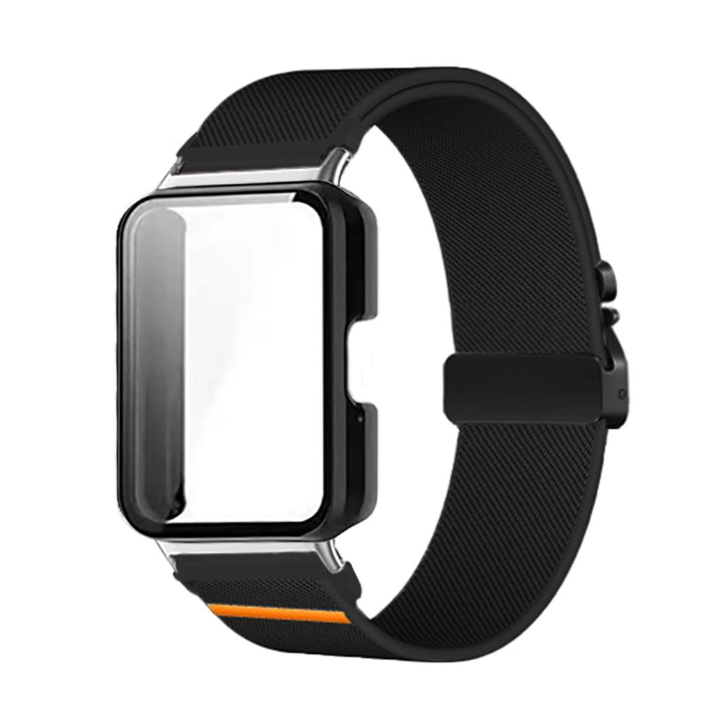 Nylon Band+Full Cover Case For Samsung Galaxy Watch Fit 3 Parachute Buckle Sport Braided Strap Full Cover Bumper Shell For Fit 3