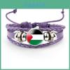 Palestinian Flag Design Gemstone Multi-layer Leather Bracelet Handcrafted Leather Rope Wristband Wholesale