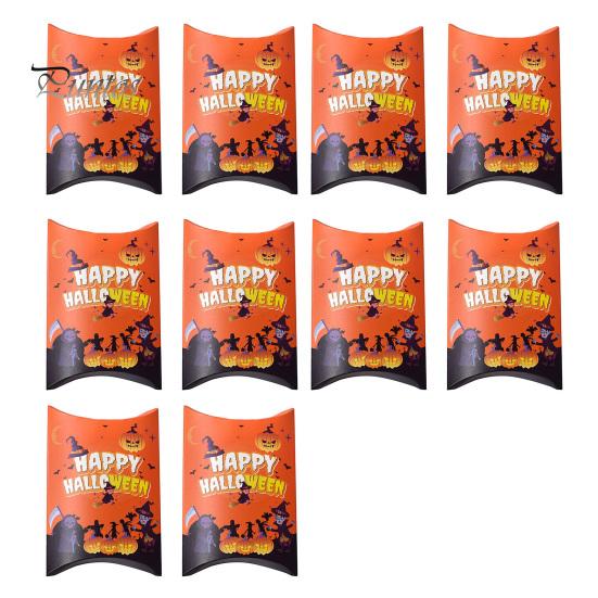 Party Treat Boxes 10 Pcs Halloween Cardboard Candy for Kids, Cute Trick or Theme Decor Containers Snacks Cookie Small Gifts, Favors Dark Style