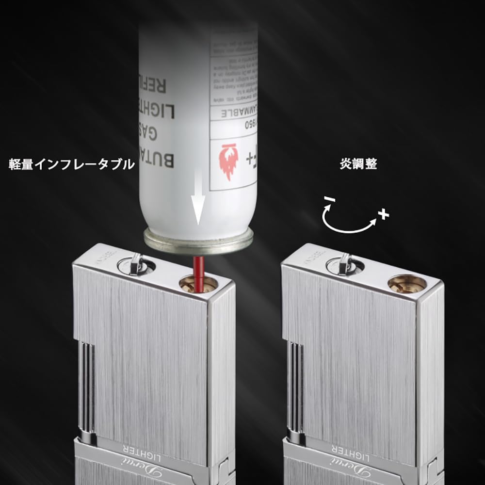 DERUI Classic Gas Lighter, Mechanical Metal Lighter Style, Stylish, Luxury Gift (Gas not included) (Black A)