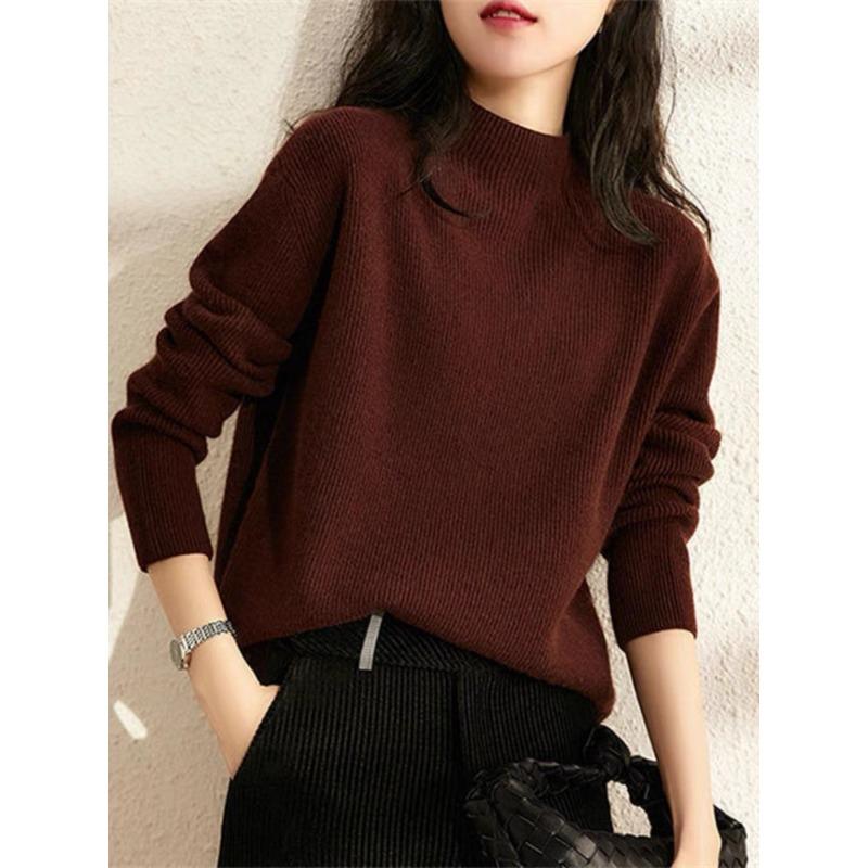 

DAFIFY Женская мода повседневная осень-зима однотонный принт длинный рукав полуводолазка свитера One Size