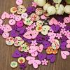 Button Assorted Stylish Wood Flower Printed Sewing Button for Art