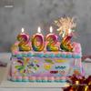 Large Rainbow Laser Number Balloons and Candles for Birthday Cakes and Party Decorations