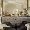 Spooky Black Lace Spiders Webs Mantel Scarf with Bat Lace Oven Cloth for Halloween Party Decoration