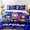 Kpop Demon Hunters Custom Name 3pc Set Perfect for Bedroom Use Comfortable Bedding Set Includes a Duvet Cover and Two Pillowcases Ideal Birthday or Ch