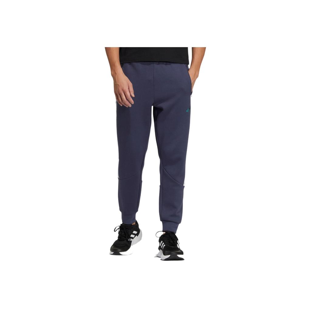 Adidas Block Knit Pants With Elastic Cuff And Logo Print Men Bottoms Blue HM2988